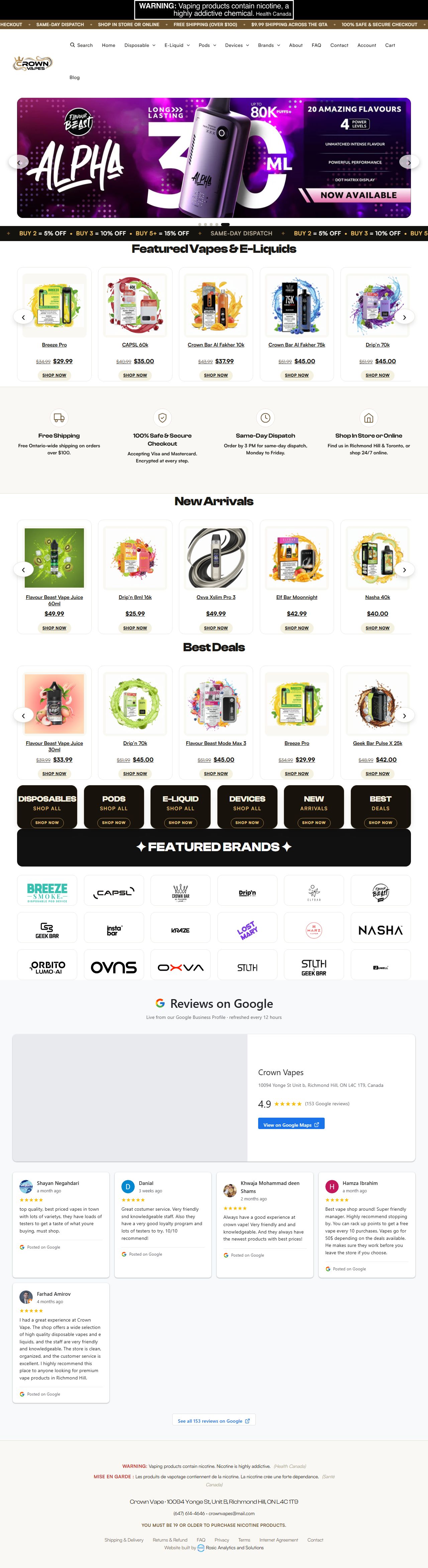 Crown Vapes website