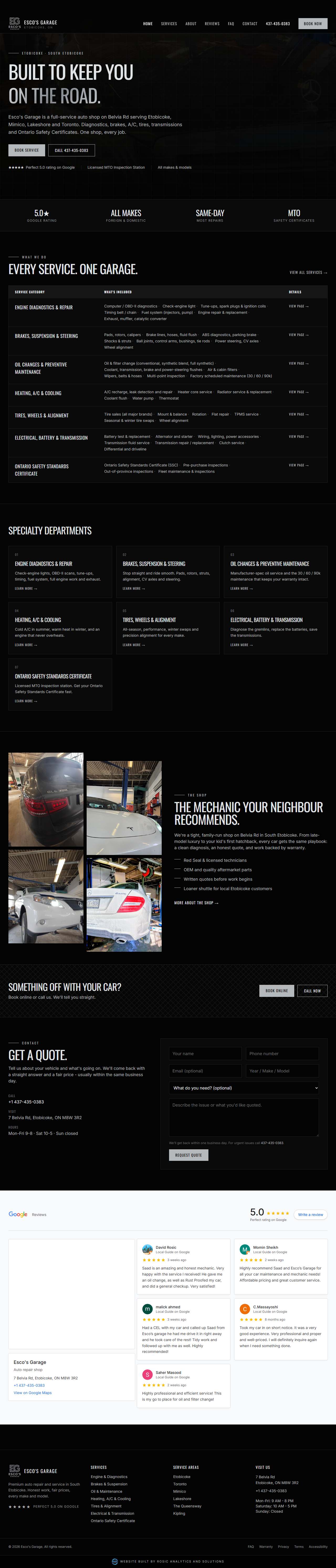 Esco's Garage website